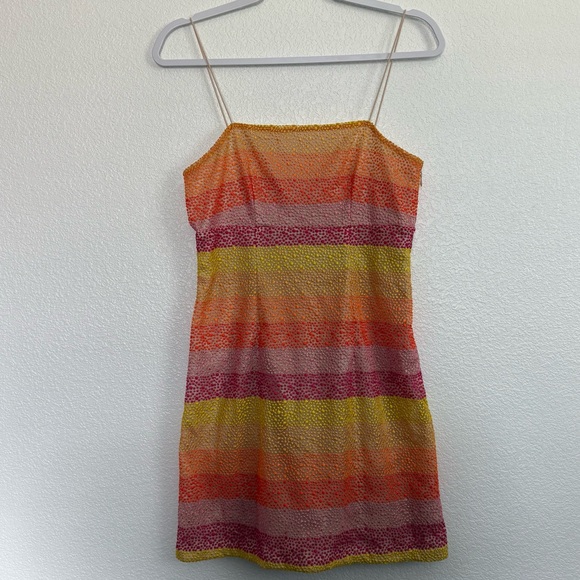 Show Me Your Mumu Clarissa Mini Dress in Fiesta Sunset Stripe Small - Picture 2 of 7